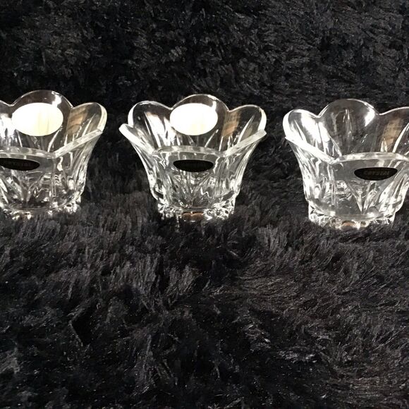 Other - 3 Lead Crystal 24% Votive Candle Holder Flower Petal Shaped Made in the USA